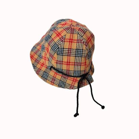 Vintage Fall Vibes Bucket Hat Windowpane Plaid Adjustable Drawstring For Women - Picture 8 of 11